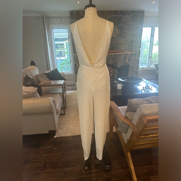 Halston silk blend sequin jumpsuit - Picture 7 of 12
